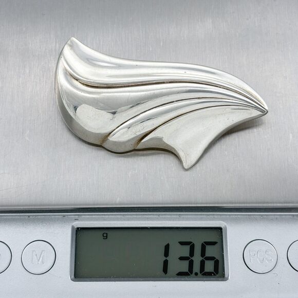 Vintage Kabana Sterling Silver 925 Long Cresting Wave Pin Brooch - Picture 6 of 6